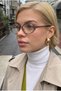 Pearly Women's Elliptical Oval Taupe Color Mink Brown-Framed Blue Light-Blocking Screen Glasses - 3