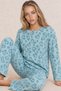 Women's Patterned Long Sleeve Mint Green Pajama Set 4760 - 3