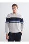 Rmz Gi̇yi̇m Farkiyla Zero Roba Collar Striped Men's Knitwear Sweater - 2