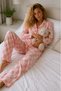 Women's Knitted Shirt Collar Pink Pajama Set - 5