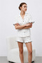 Women's Premium Ruffled White Pajama Set - 2