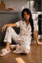 Women's Elegant Collar Textured Spacious Off-White Pajama Set - 6