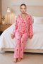 Women's Lip Patterned Pink Pajama Set 4677 - 3