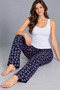 Women's Trend Casual Blouse White Patterned Pajama Set - 4