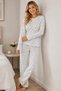 Women's Heart Long Sleeve Comfortable Pajama Set 4673 White - 3