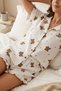 Teddy Bear Patterned Ruffle Detailed Shorts Pajama Set 8073 Snow White - 2