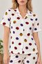 Women's Patterned White Short Sleeve Pajama Set 4828 - 5