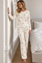 Women's Comfort Casual Ecru Pajama Set - 4