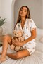 Women's Casual Buttoned V-Neck Snow White Pajama Set - 5