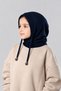 Navy Blue Youth Lace-Up Balaclava with Neck Warmer, Knitted, Plain, 2325_02. - 3