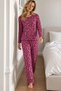 Women's Striped Comfort Fit Lilac Pajama Set - 6