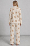 3-Piece Women's Patterned Long-Sleeved Pajama Set, Ecru - 6