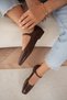 Rovva Bitter Coffee, Chunky Heel, Buckle Detail, Mary Jane Women's Flats. - 5