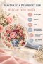 Set of 6 Glass Dessert Plates - Blue Vase and Pink Rose Pattern, 16 cm - 6 Cake Plates. - 2