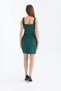 Green Square Neck Belt Detail Mini Crepe Dress | Strapless, Fitted-Cut, Belted Casual-Chic Mini Dress - 2