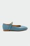 Rovva Blue Mary Jane Women's Flats with a Pointed Toe and Buckle Detail. - 2