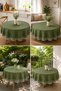 Solid Color Khaki Green Round Tablecloth with a Linen-Like Look—Luxury Bridal Set for the Living Room, Kitchen, Garden, and Balcony—Elegant Tablecloth for Dining - 5
