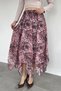 Women's Asymmetrical Cut Patterned Skirt with Elastic Waist and Inner Lining - 3