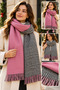 Florence - Reversible Women's Shoulder Shawl with Tassels, Reversible Powder Pink and Black-and-White Plaid Pattern, Winter Scarf - 75 x 180 cm - 4