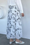 Patterned Chiffon Hijab Skirt with Elastic Waist - 6