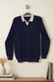 Men's Self-Patterned Polo Collar Knit Sweater - 3