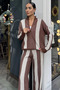 Gülseli Women's Half-Zip Striped Knit Sweater and Pants Set. - 5