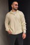 Men's Collared Zippered Knit Sweater - 2