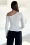 Women's Off-Shoulder Front Feathered Lycra Blouse - 4