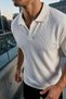 Men's Polo Neck T-Shirt with Self-Line Pattern