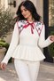 Gülseli Women's Knit Blouse with a Collar and Scarf Detail. - 2