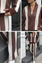 Gülseli Women's Half-Zip Striped Knit Sweater and Pants Set. - 7