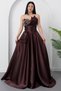 Strapless Neckline Satin Dress with Stones on the Chest Ecr5808 - 4