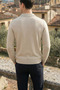 Men's Polo Neck Self-Patterned Knit Sweater - 3