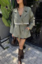 Lace Detailed Striped Trench Coat - 5