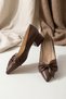 Story Brown Bow Detail (4 cm) Pointed Toe Heeled Shoes - 7