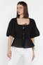 Square Neck Tie Front Women's Blouse - 2
