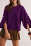 Gülseli Crew Neck Knit Sweater with Button Detail. - 4
