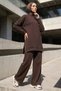 Side Zipper Tunic Pants Hijab Double Set - 4