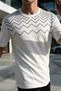 Men's Zigzag Patterned Crew Neck T-Shirt