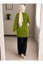 Green Crew Neck Oversize Women's Knitwear Tunic - 3