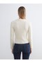 TWO MT SHOP QUALITY LCW Vision Ecru Oval-Neck Beaded Women's Knit Sweater - 4