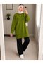 Green Crew Neck Oversize Women's Knitwear Tunic - 4