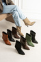 Women's elegant suede heeled shoes without a zipper, Oversized crocodile print - 7