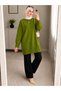 Green Crew Neck Oversize Women's Knitwear Tunic
