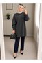 Anthracite Crew Neck Oversized Women's Knitwear Tunic