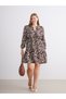 LCW Comfort Brown Gabardine Patterned Dress, Featuring the ALITA CITY Touch - 2
