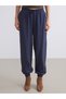 LCW Vision Navy Blue Armure Fabric Solid Loose & Wide-Leg Women's Jogger Pants—The ALITA CITY Difference - 2