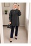 Anthracite Crew Neck Oversized Women's Knitwear Tunic - 4
