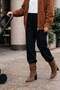 Women's Pointed Toe, Ruched-Ankle, High-Heeled Casual Boots by Ceyrin in Tobacco Brown Suede - 3