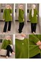 Green Crew Neck Oversize Women's Knitwear Tunic - 6